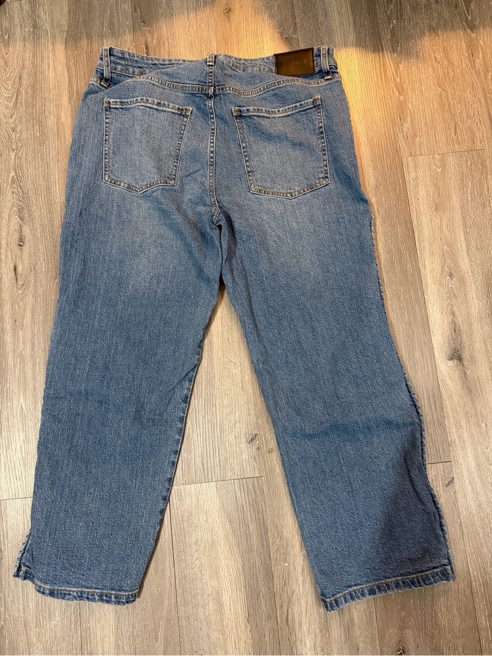 Express Relaxed Blue Jeans with Unique Modern Braided Side Trim size 14 - Picture 5 of 6
